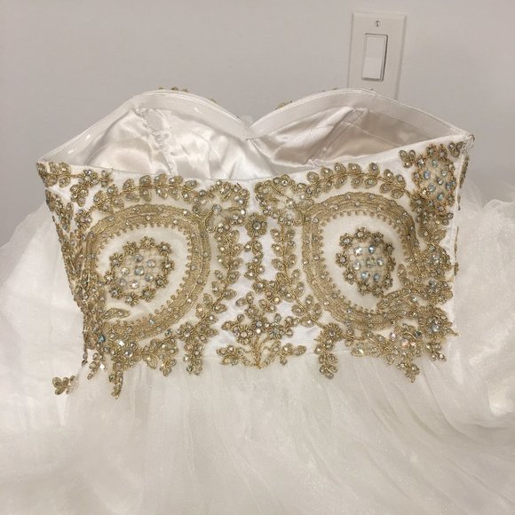 Gorgeous White & Gold Prom Dress - Picture 6 of 6